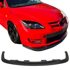 IKON MOTORSPORTS Front Bumper Lip, Compatible with 2007-2009 MazdaSpeed 3 & 2004-2008 Mazda 6 S& i Sport, Unpainted PP Air Dam Chin Spoiler Protector Splitter 1PCS