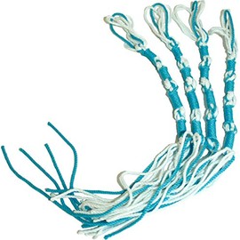Holy Land Market Tzitzits (Set of Four) White with Blue Thread - Tassels (with Longer Blue Messiah Thread) (Sky Blue)