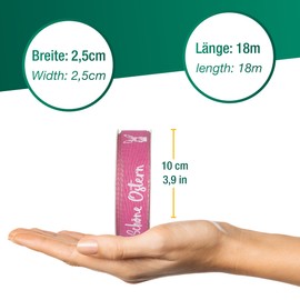 Halbach Silk Ribbons Print Ribbon Easter | 25 mm x 18 m | Decorative Ribbon for Easter Lettering "Schöne Ostern" | Linen Ribbon for Easter Gifts | Colour: Pink/White