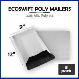 EcoSwift 5 9x11 EcoSwift Poly Mailers Plastic Envelopes Shipping Mailing Bags 2.35MIL