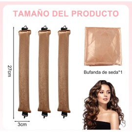 Rizadores de Cabello Sin Calor, 3 Pcs Heatless Curls con Bufanda de Seda Suave, Tubos para Cabello Sin Calor, sin Dañar el Cabello, Apto Para Todo Tipo De Cabello, Regalo para Mujeres y Niñas