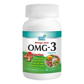 Omg-3 | Omegas 3 6 Y 9 | 4 Fuentes | 60 Cápsulas | Cmd Sabor Sin sabor