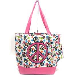 La Shopper Craft Diaper Tote Beach Bag Purse Coin Wallet Set Peace (Pink)