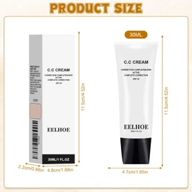 CC-Creme für Farbkorrektur Voll Deckende Foundation mit LSF 50 Langanhaltender Feuchtigkeitsspendender Concealer,Für bis zu 24h Feuchtigkeit,Natürliche 30g
