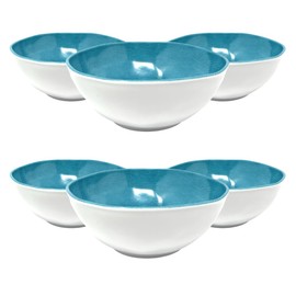 GODAGE 6-Piece Melamine Bowl Sets, Light Blue Round, Suitable for Cereal, Soup, Snack, Rice, Noodles, Ice Cream and Fruits Bowls, Lightweight, Unbreakable and Dishwasher Safe (6.5 inch Bowl)