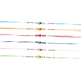 Evil Eye Rakhi Set of 6 – Multicolor Beaded Designer Rakhis for Brother – Handmade Raksha Bandhan Thread for Protection & Style