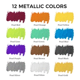 Artecho Metallic Oil Pastels Set of 12 Colors, Soft Oil Pastels for Art Painting, Drawing, Blending (10 x 70 mm)