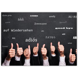 A4 XXL Farewell Card Thumbs High – Multi-Language with Envelope – Folding Card for Colleagues on Retirement Pension Maternity Protection Retirement Card from BREITENWERK