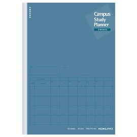 Kokuyo No-Y82LT-DBX2SET Campus Notebook, Study Planner, 2 Weeks Ruled, A5, Navy, Set of 2