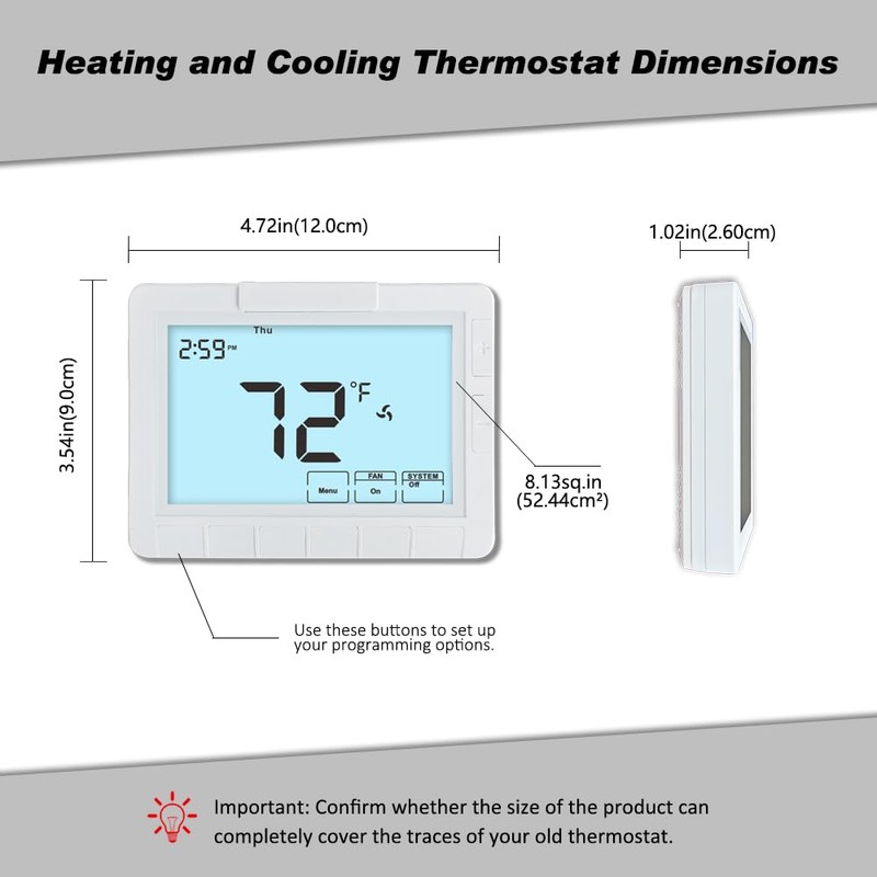 Programmable Auto Changeover Thermostat for Home, Conventional Single-Stage Systems,1 Heat/1