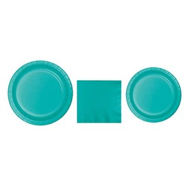 Baxters Party Bundles Bulk, Teal Green, 240 Count 9 Inch Round Paper Plates, 240 Count Luncheon Paper Napkins 2 Ply, 240 Count 7 Inch Round Paper Plates, Pack Contains 680 Pieces, Made in the USA