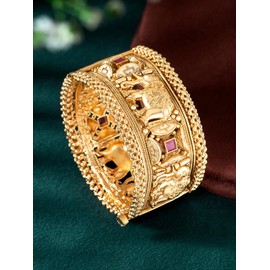 Aheli Screw Openable Traditional Fancy Designer Casual Party Golden Kada Bangles Gift for Women Indian Jewelry Single Kada Size 2.4"