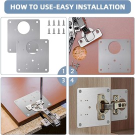 Hinges Repair Fixing Plates, Premium Stainless Steel Cabinet Hinge Repair Kit for Kitchen Cupboard and Locker Doors, Quick and Easy Replacement (6)