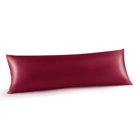 INFIIXSO Body Pillow Cover with Zipper, Luxury Mulberry Silk Long Body Pillow Case 20x54 Inches, Ultra Smooth and Soft Cooling Body Pillow Pillowcase, Gift for Women, Men(Burgundy)