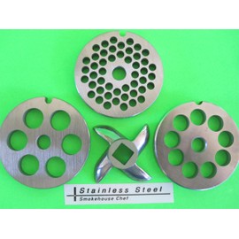 #5 SET (3) plates and (1) knife for Chefs Choice meat grinder food chopper for Kitchenaid mixer