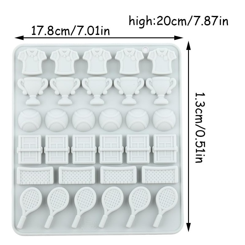 32 Cavity Tennis Sports Silicone Candy Molds Trophy Cup Ball