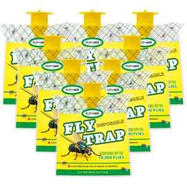 Fly Traps Outdoor for Patio, Hanging Fly Catcher with Bait, Disposable Fly Bags for Effective Mosquito and Bug Control, 8-Pack, Hanging Ties Included (8pk)