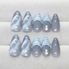 LPOODDNU 3D Handmade Press on Nails Almond Medium Fake Nails