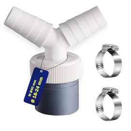 Trsnzul Washing Machine Drain Drain Washing Machine Double Connection with Outlet for Pipe Diameter 40 mm and Inlet Diameter 18-24 mm with 2 Hose Clips for Washing Machine, Dishwasher, Dryer