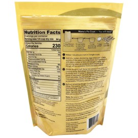 6054 | Gluten Free Mamas Pie Crust Mix | 18 oz. Bag. Light and Flaky - Certified Gluten Free Ingredients - All Purpose - Safe for Celiac Diet - Easy to Store