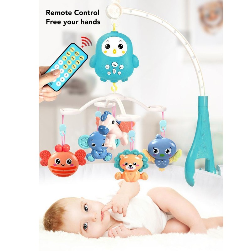 Baby Crib Mobile with Music Lights 360 Degree Rotation Timing