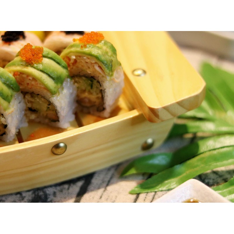 16.5“ Wooden Sushi Serving Tray Boat Plate for Restaurant or