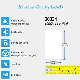 GREENCYCLE Compatible for Dymo 30334 (2-1/4" x 1-1/4") Multipurpose Medium Address Shipping Label BPA Free Used for Labelwriter 450, 4XL & Zebra Desktop Printers 1000 Labels per Roll (10 Roll, White)