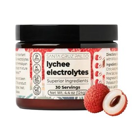 NourishLife- Santa Cruz Paleo Real Sal Electrolitos en Polvo, Lichis, Hecho con Sal Rosa del Himalaya, Sal Marina, Mag                                
