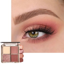 Pink Eyeshadow Palette, 4 Colour Nude Pink Make-Up Palettes for Women, Matte Shimmering Natural Daily Eyeshadow Palette, Highly Pigmented Waterproof Long-lasting Eye Shadow