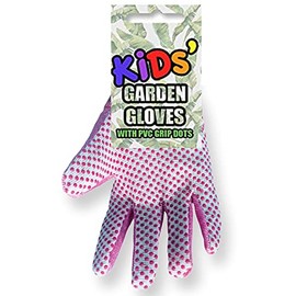AKH® Kids Garden Gloves | One Size Age 3+ Years | Children's Gardening Gloves | PVC Grip Dots Featured | Pink Colour Design Garden Gloves For Kids, Girls, children | Hand Protection Garden Work Gloves