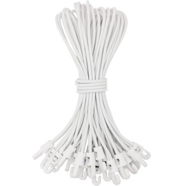WMZOBH Bungee Cord with Hooks, Pack of 25, Expander with Hooks, 25 cm, Tarpaulin Tensioner, Rubber Tensioner with Hooks for Camping Tarpaulins (White)