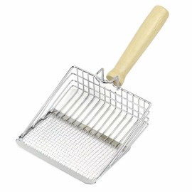 PlushPlumage Metal Litter Scoop with Ultra-Thin Edge - Stainless Steel Mesh Cat Litter Shovel with Dual Sifting Gaps,Anti-Stick Wood Handle.Cat Dog Rabbit Sand Bath Cleaning Tool