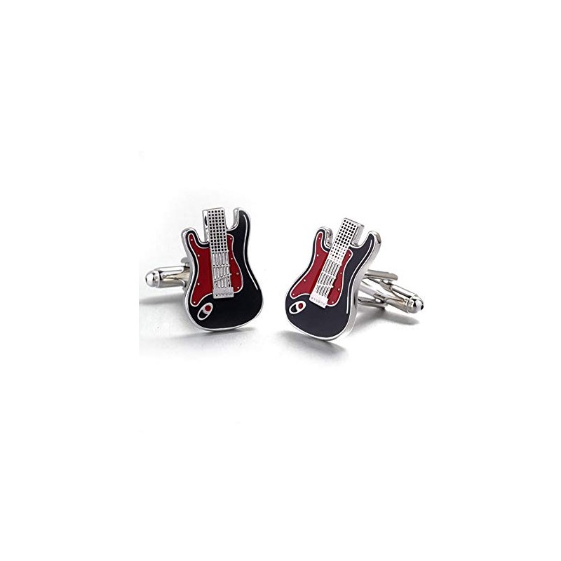 Guitar Bass Pair Red Cufflinks