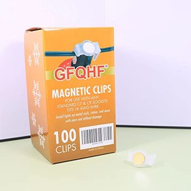 GFQHF Heavy Duty Light Clips,Extra Strong Magnetic Christmas Light Clips, Holiday Lighting Magnet for C9 Holiday Lighting Sockets，Patio Lighting, Christmas Tree, Edison Globe String Lights. (100)