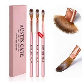 Dokpav 3Pcs Pinceles para Uñas Acrílicas, Brochas Acrílicas Para Uñas, Cepillos para Uñas, Cepillo De Gel De Uñas, Pinceles para Pluma de Arte de Uñas para Salón, Arte de Uñas, Manicura De Bricolaje