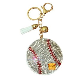 Popfizzy Bling Baseball Keychain for Women and Girls, Rhinestone Purse Charm,...