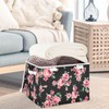 CaTaKu Large Fabric Storage Bins With Lids, Floral Pink Rose