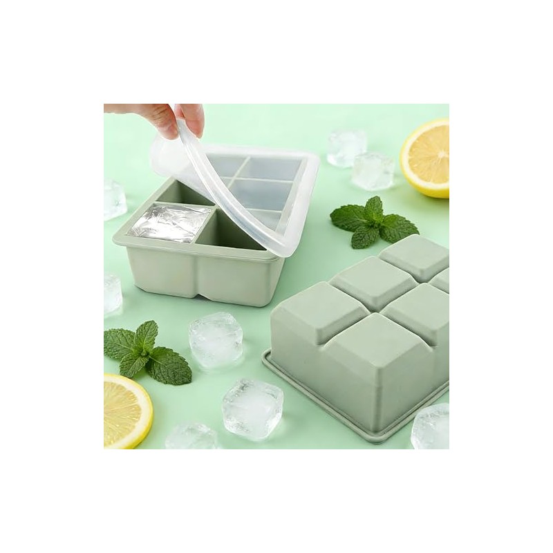 3PCS Bandejas de Cubitos de Hielo, Moldes Grandes de Silicona