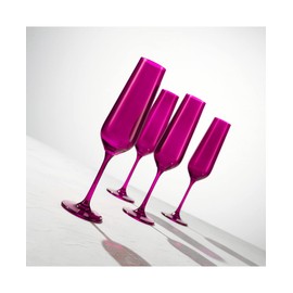 Godinger Champagne Glasses, Stemmed Champagne Flutes, Champagne Glass Set, Amethyst, 7oz, Set of 4 - Made in Europe