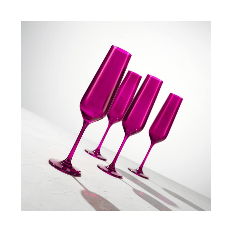Godinger Champagne Glasses, Stemmed Champagne Flutes, Champagne Glass Set, Amethyst,