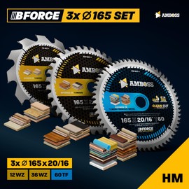Diameter 165 x 20 hand circular saw blade set suitable for Bosch GKS 165 GKS 55. Makita DHS630Z - AMBOSS WERKZEUGE® 165 x 20 saw blade assortment
