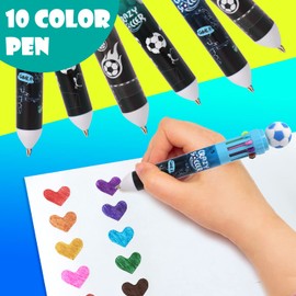 Pinkgarden 6 Pack Multicolor Ballpoint Pen 0.5mm,10-in-1 Colored Retractable Space Ballpoint Pens for School Supplier Office Students Children Gift (Football Style)