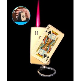 NIVEK Jet Torch Lighter Keychain, Portable, Refillable Butane Playing Card Lighter, Windproof Lighters, Cool Lighter for Men, Candle, Camping, Birthday (King)