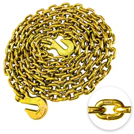 YATOINTO G80 1/4 Inch x 12 Foot Chain Tow Chain with Clevis Grab Hooks 3,300 lbs Safe Working Load Logging Chain for Transporting Towing Tie Down Binding Equipment