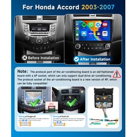 Car Radio for Honda Accord 7th 2003-2007[2+32G] Android13 Wireless Carplay Android Auto, 10.1 Inch Touch Screen Bluetooth Car Stereo,GPS Navigation, WiFi, FM Radio, SWC Backup Camera DSP