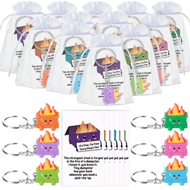 Gemscream 24 Sets Emotional Support Dumpster Keychain with Fire Inspirational Coworker Employee Appreciation Gifts Bulk with Card (Classic Style)