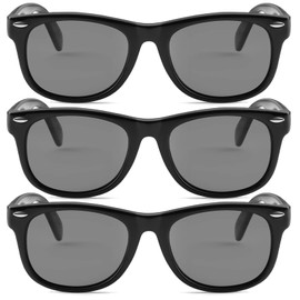 Kursan Kids Polarized Sunglasses for Boys Girls TPEE Rubber Flexible Frame Shades Age 3-10 (Bright Black(3 Pack))