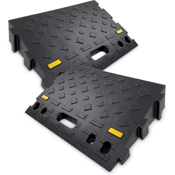 4" High 2 PCS Portable Car Curb Driveway Ramps, Heavy