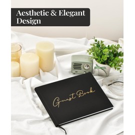 Lankaiva Funeral Guest Book for Loving Memory, Elegant Wedding Guest Book for Weddings Reception - Classic Baby Shower Guest Book, Perfect for Bridal Shower Birthday Guest Sign in Book, Black