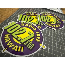 (3) Radio Free Hawaii 102.7 Decal Honolulu Hawaii FM Radio